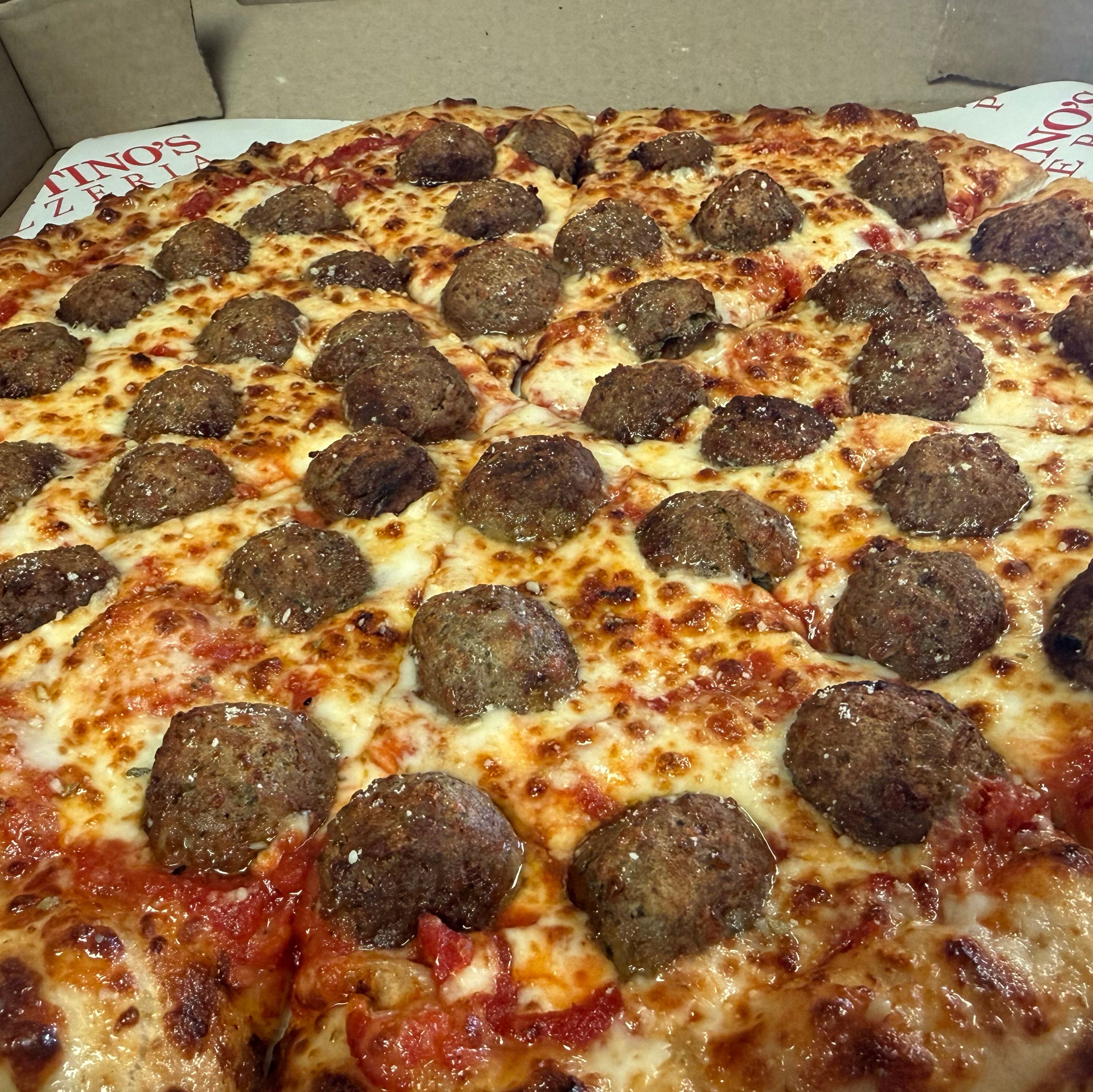 Santino’s Famous Meatball Pizza.