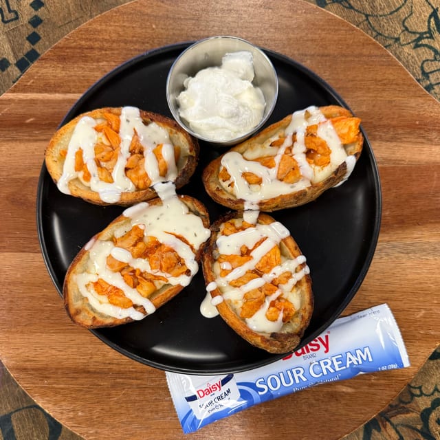 Buffalo Chicken Potato Skins.